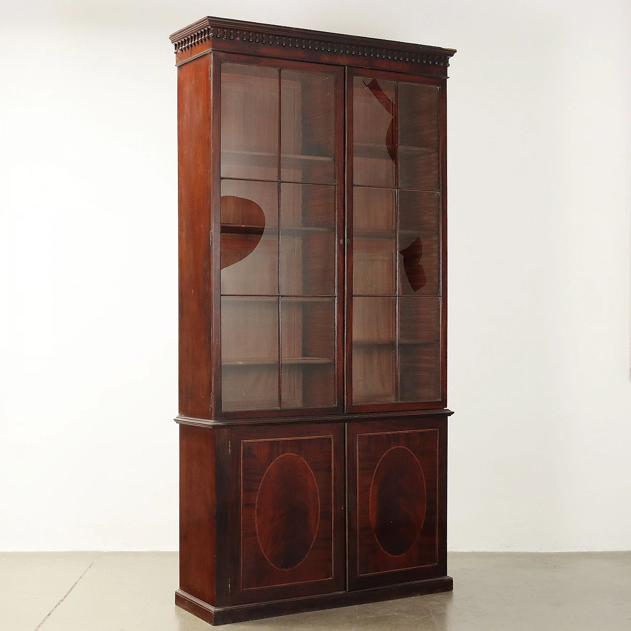 Mahogany bookcase with maple fillets, 19th century 1