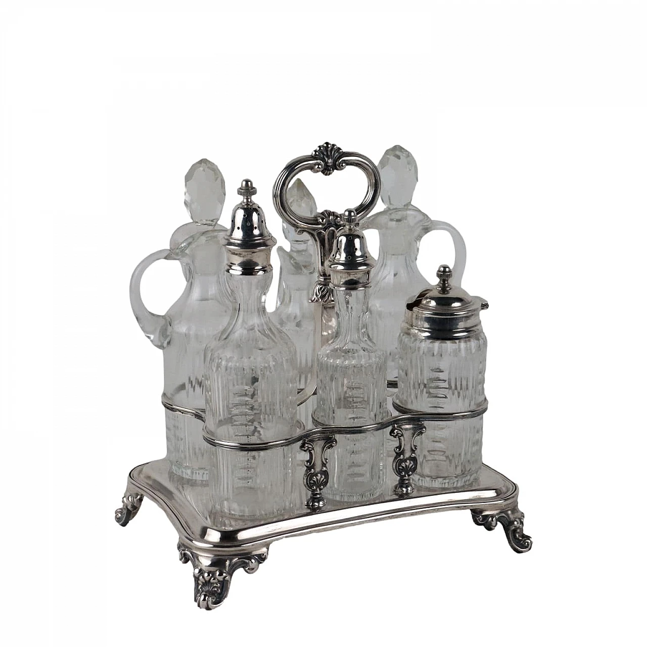 Oil cruet in silver and ground glass by Petruzzi & Branca Brescia, 1950s 1