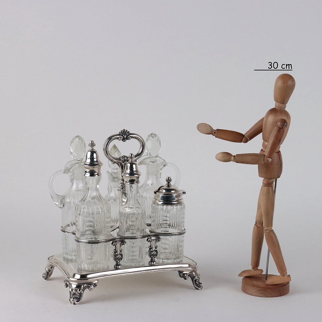 Oil cruet in silver and ground glass by Petruzzi & Branca Brescia, 1950s 2