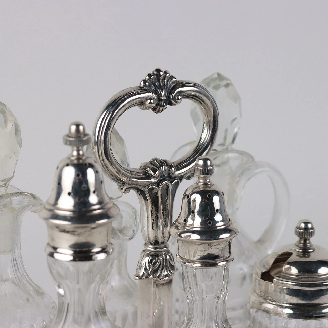 Oil cruet in silver and ground glass by Petruzzi & Branca Brescia, 1950s 3