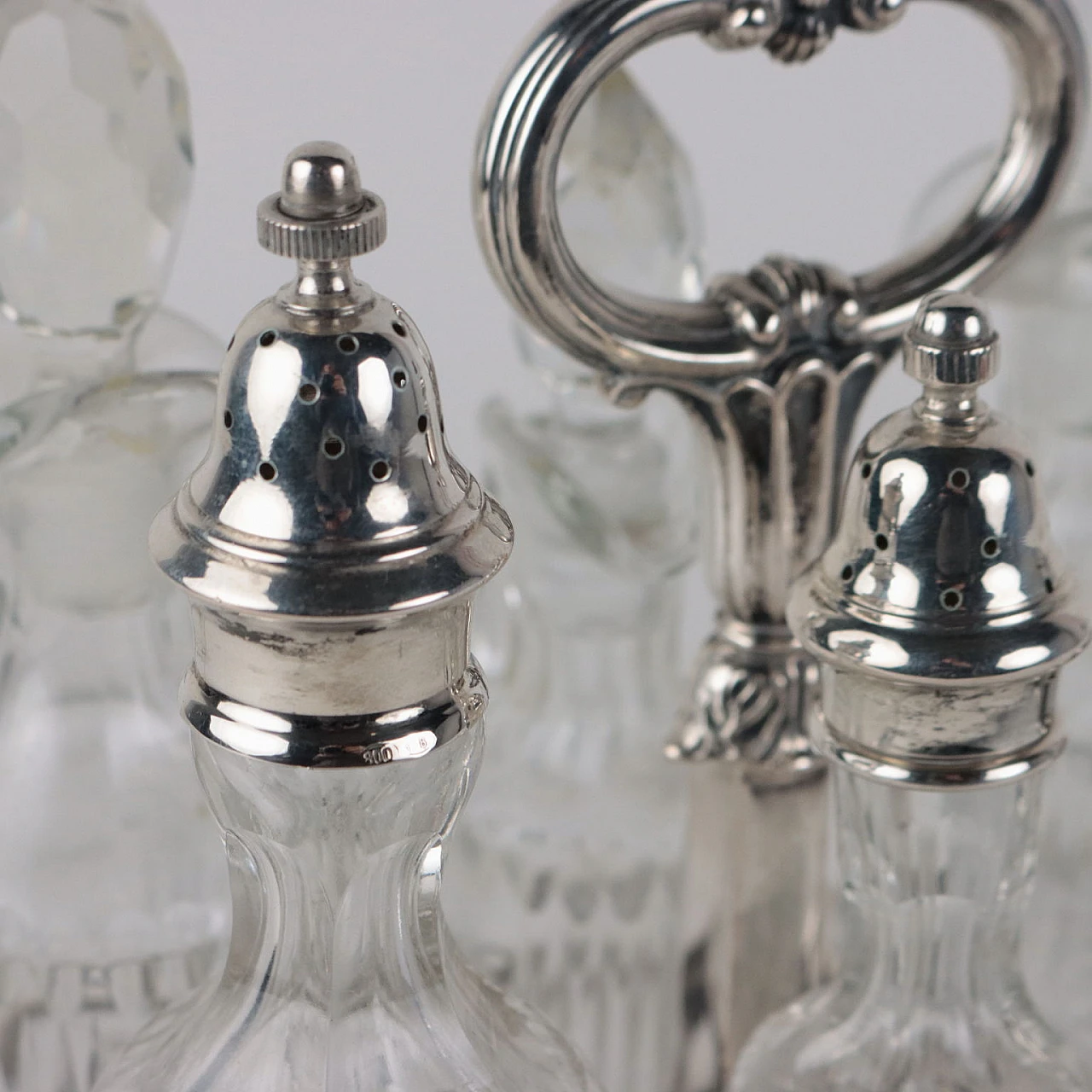 Oil cruet in silver and ground glass by Petruzzi & Branca Brescia, 1950s 4