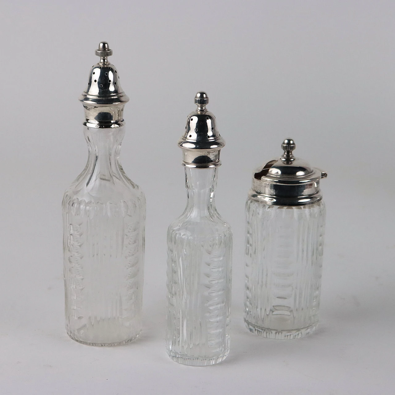 Oil cruet in silver and ground glass by Petruzzi & Branca Brescia, 1950s 7