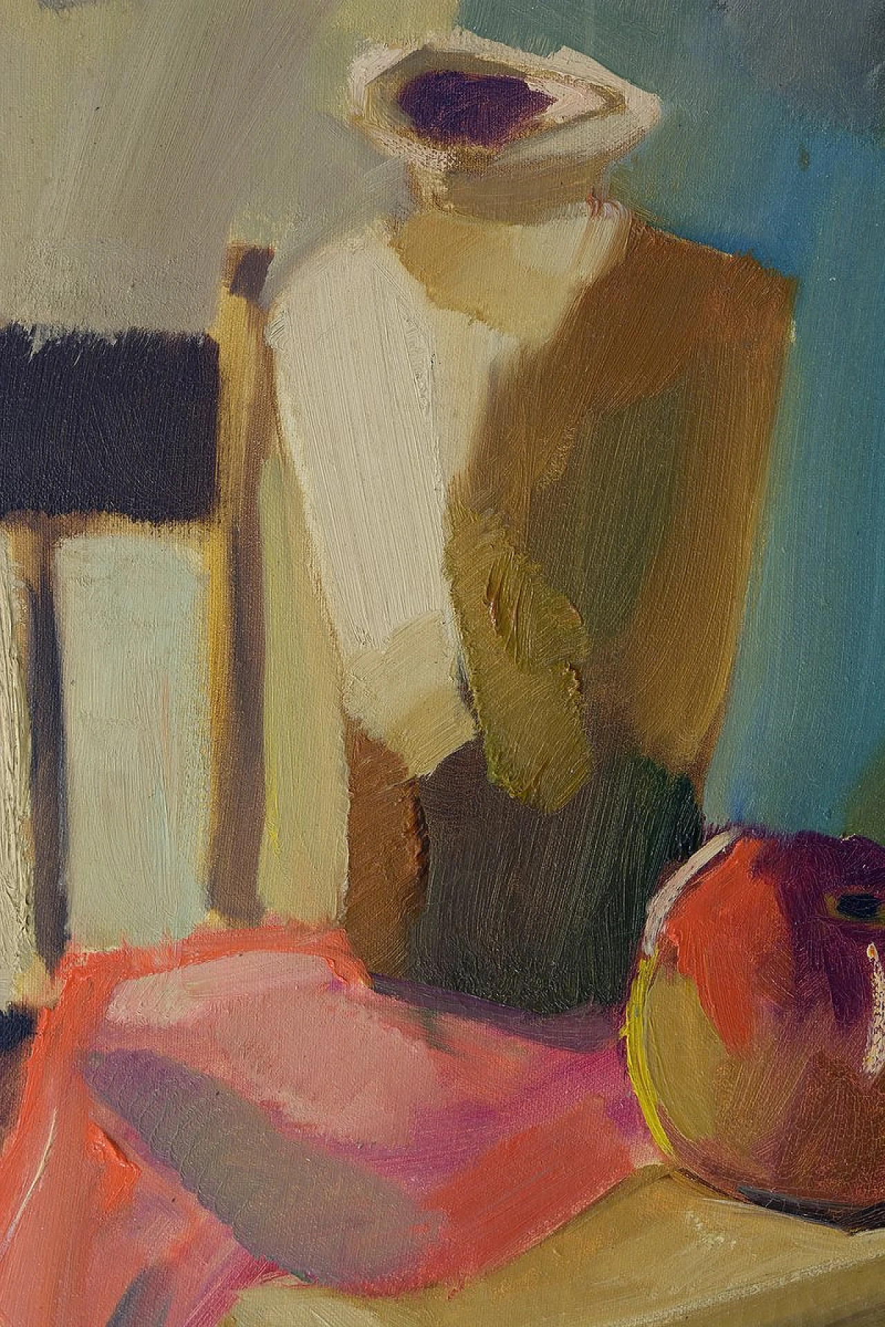 Natura morta modernista di Amar Cheriet, olio su tela, anni '60 2