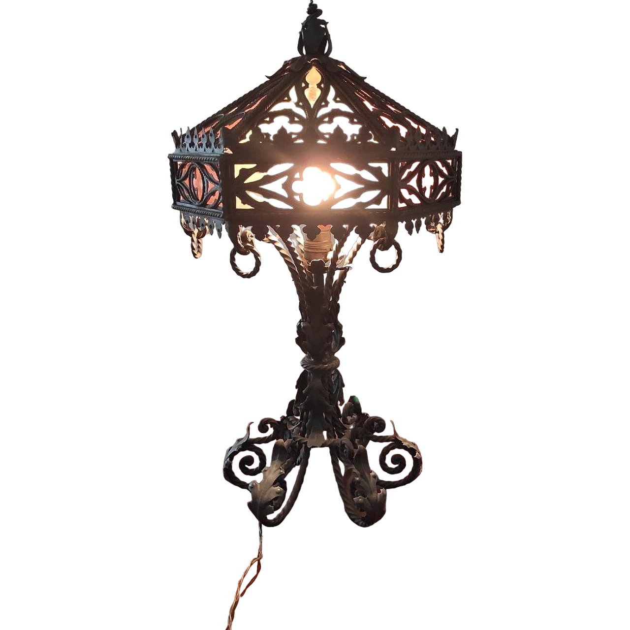 Wrought iron table lamp, early 1900s 11
