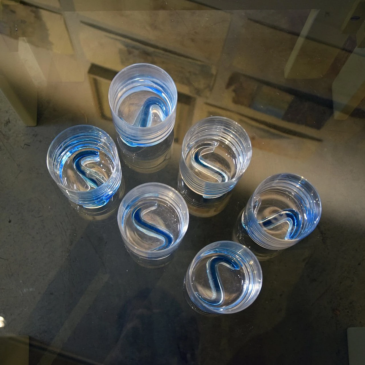 6 Stained glass tumblers in the style of Joe Colombo, 1970s 2