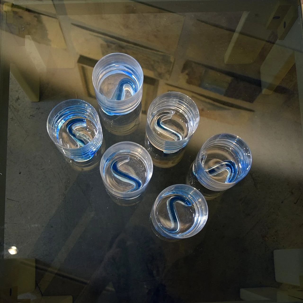 6 Stained glass tumblers in the style of Joe Colombo, 1970s 7