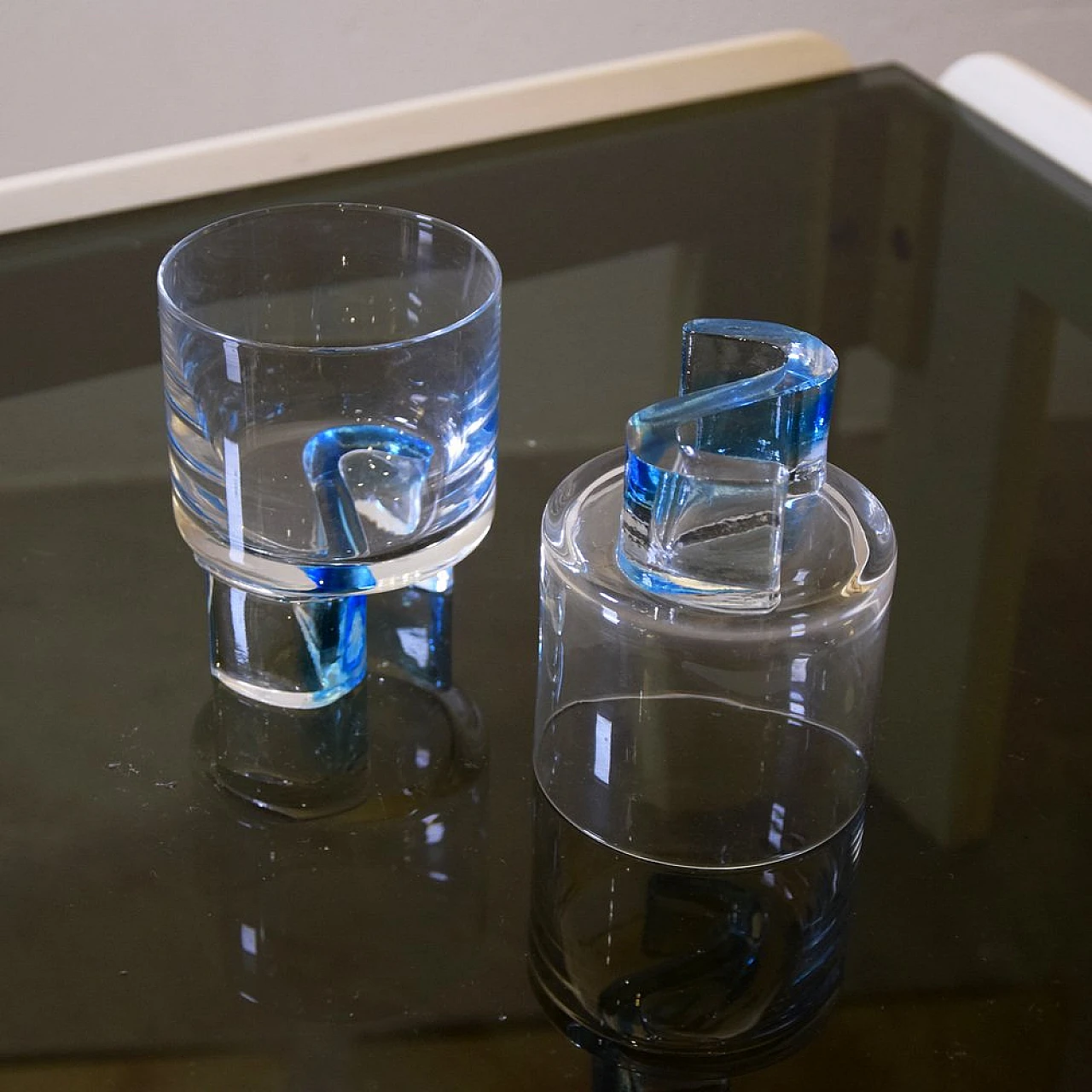 9 Stained glass tumblers in the style of Joe Colombo, 1970s 1