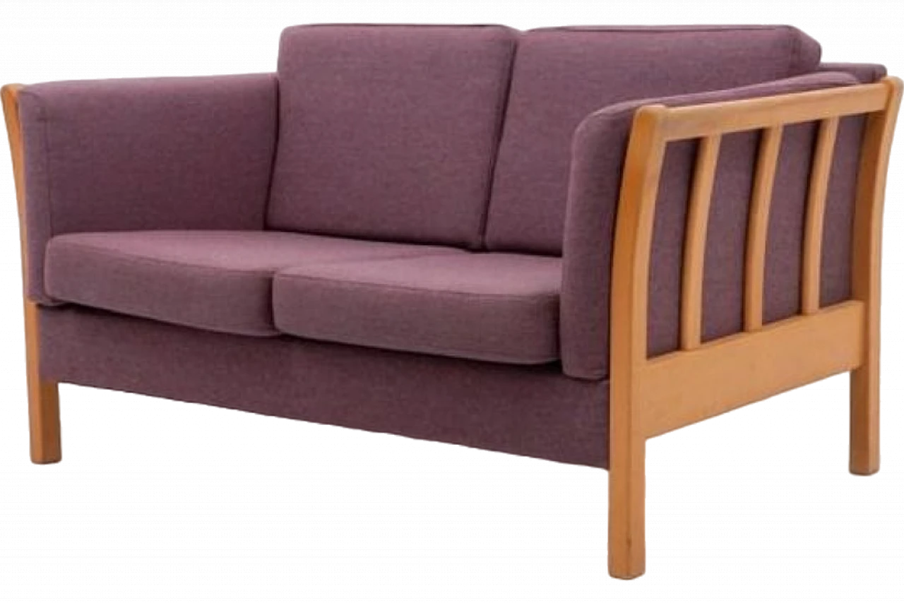 Aubergine wool two-seater sofa, 1970s 9