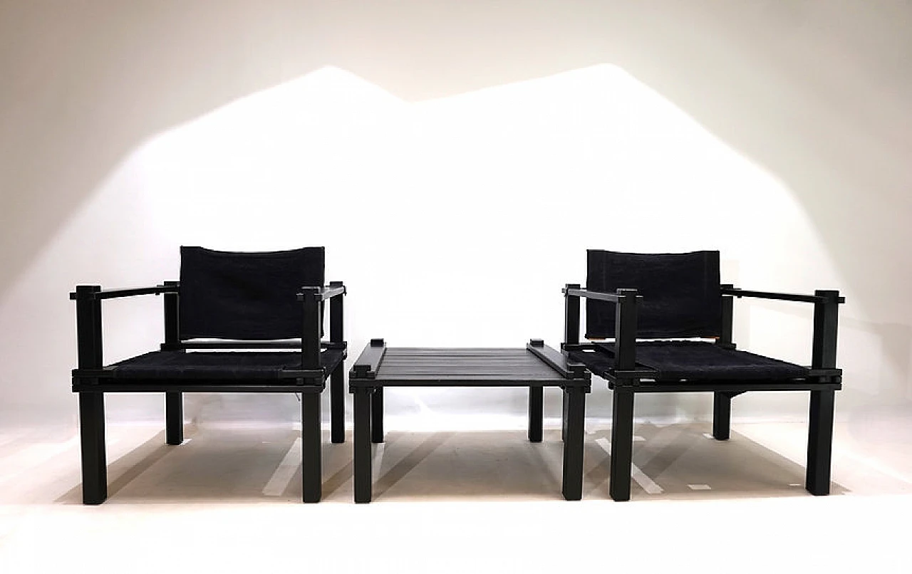 Pair of Farmer chairs with table by Gerd Lange, 1960s 3