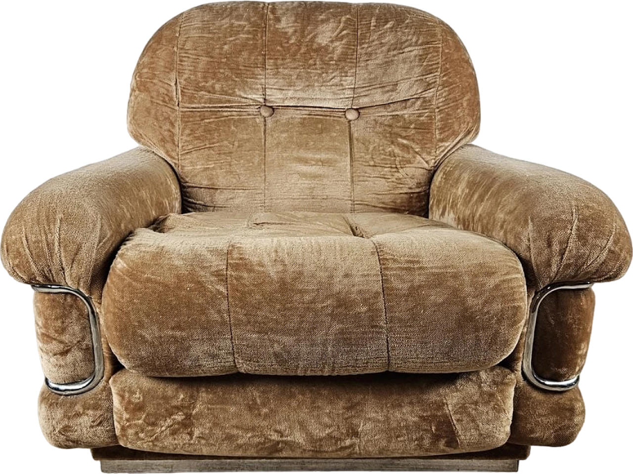 Armchair in fabric and steel with wooden feet, 1970 23