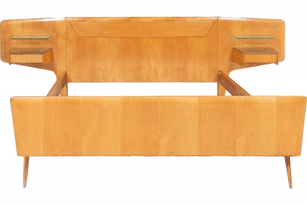 Wooden double bed by Vittorio Dassi, 1950s 9