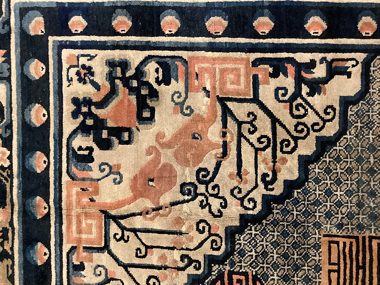 Mongolian hand-knotted wool rug, '800 12