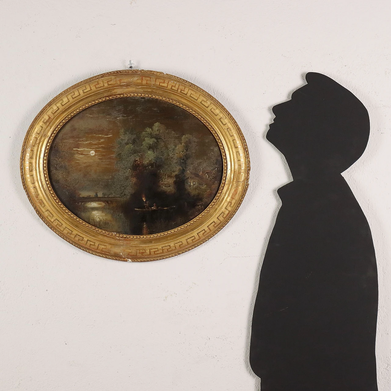 Landscapes with figures, pair of reverse glass paintings, 19th century 2