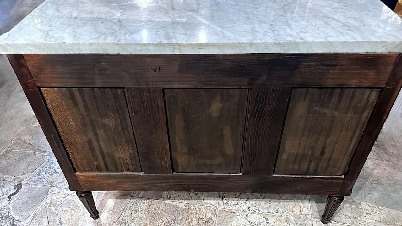 Cassettiera in legno Luigi XVI con piano in marmo, primo '900 19