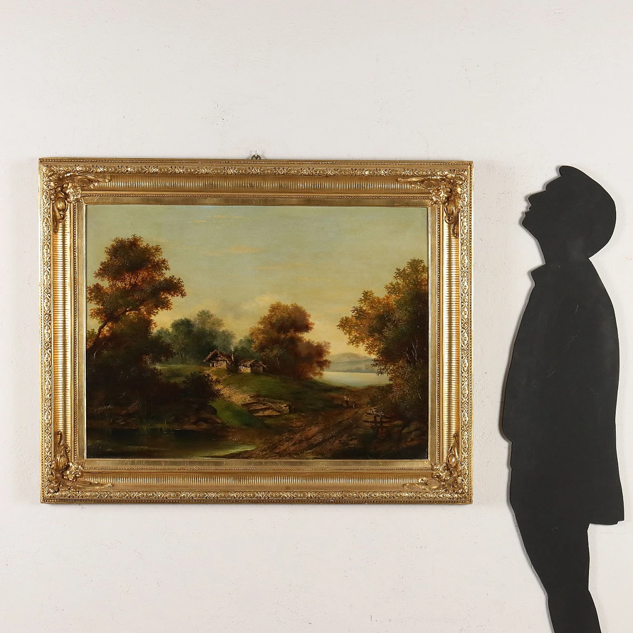 Paesaggio di campagna con figure, olio su tela, '800 2