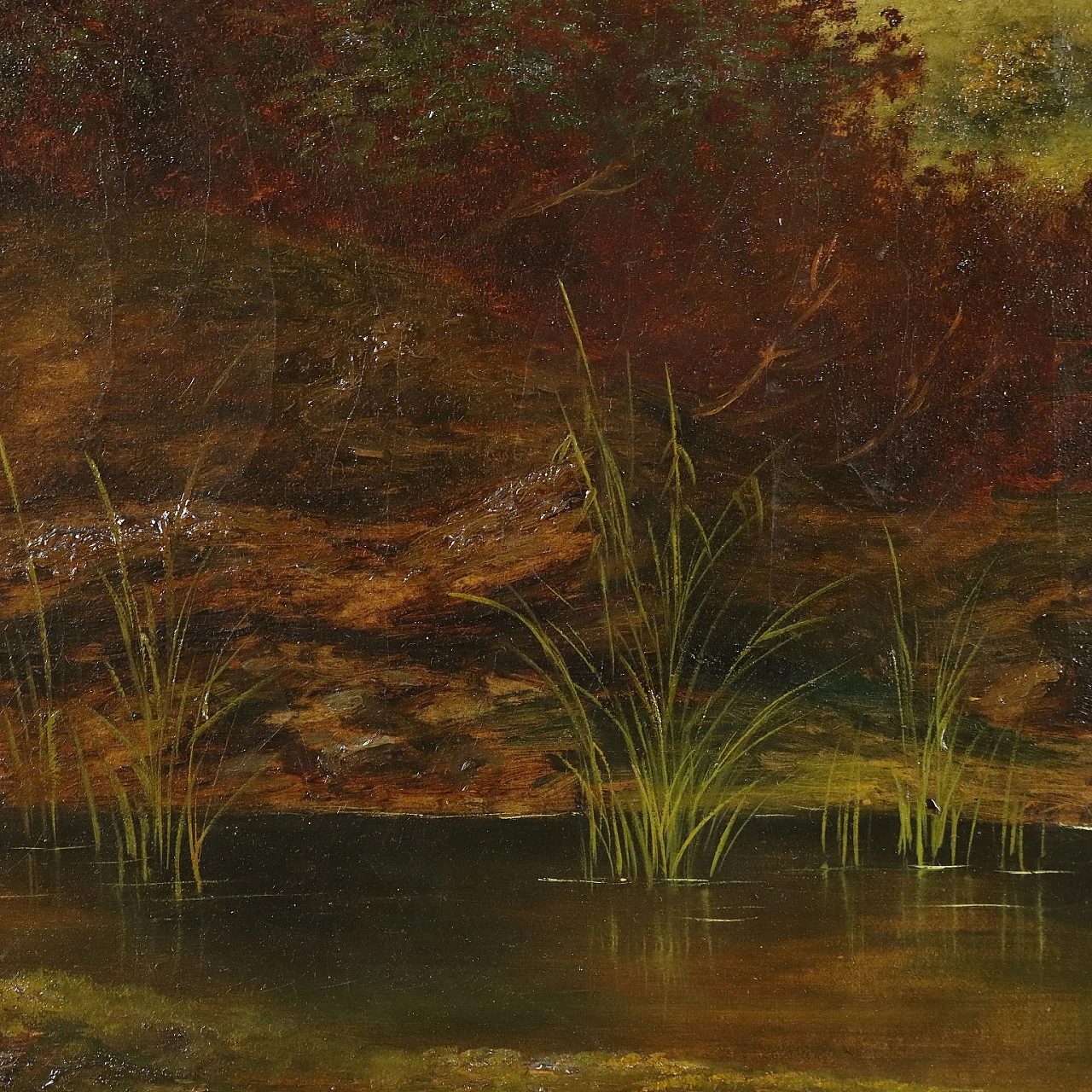 Paesaggio di campagna con figure, olio su tela, '800 5