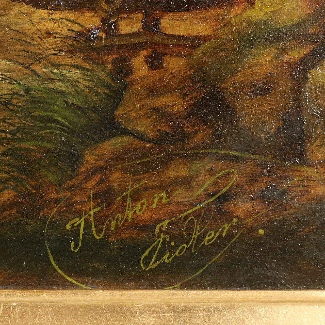 Paesaggio di campagna con figure, olio su tela, '800 6