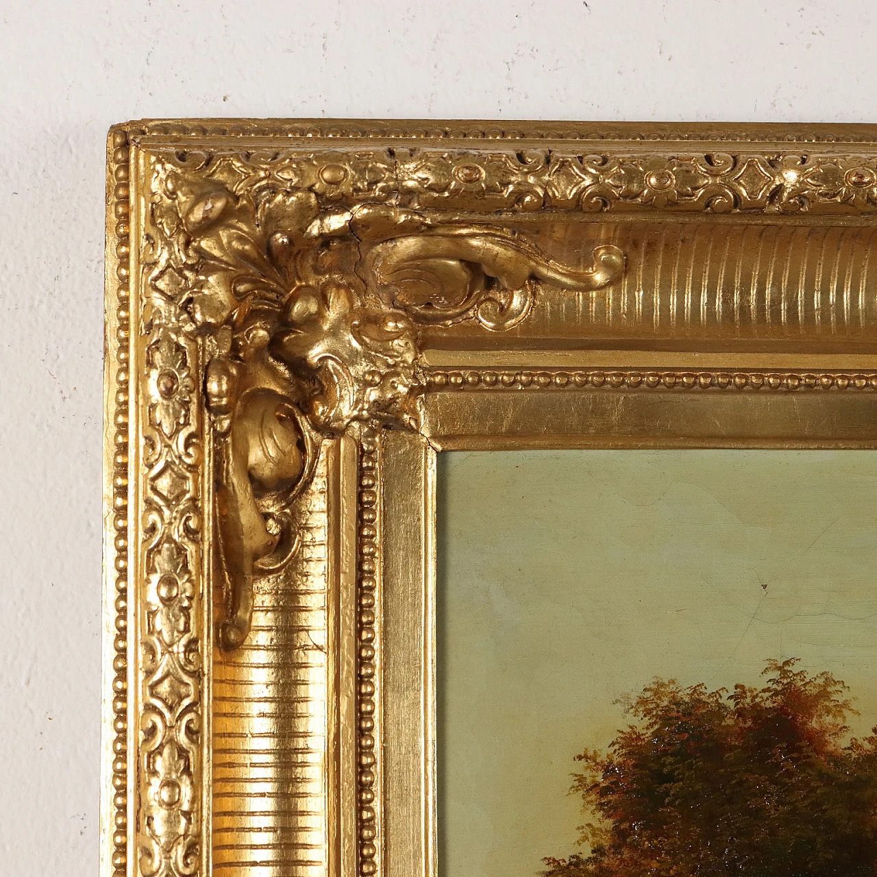 Paesaggio di campagna con figure, olio su tela, '800 7