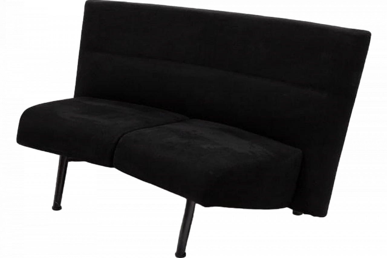 Danish sculptural alcantara and steel sofa, late 20th century 10