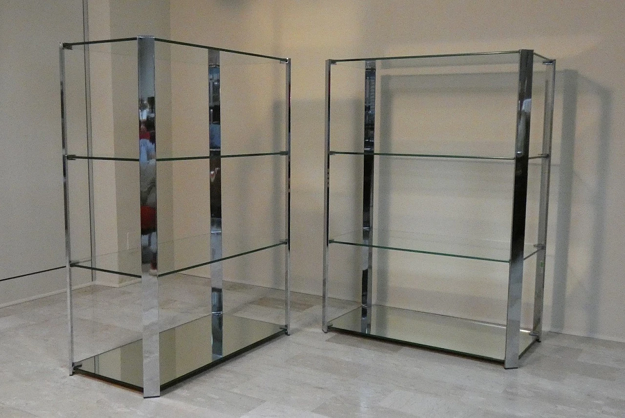 Vetrine a giorno in acciaio e cristallo di Cidue, Italia, anni '70 1