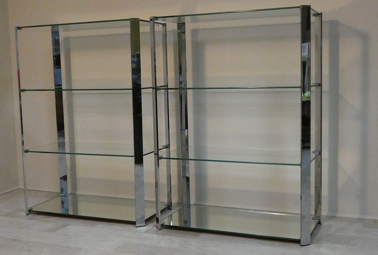 Vetrine a giorno in acciaio e cristallo di Cidue, Italia, anni '70 2