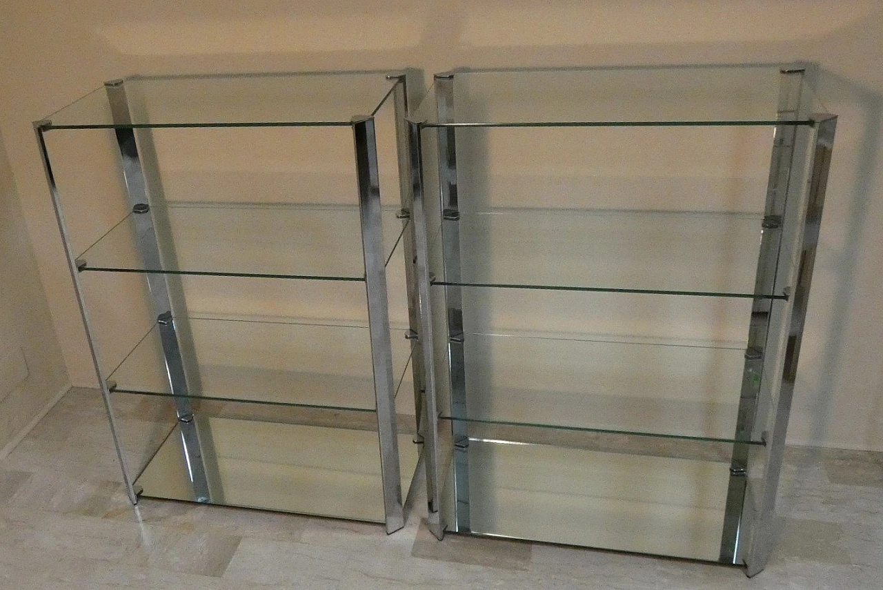 Vetrine a giorno in acciaio e cristallo di Cidue, Italia, anni '70 3