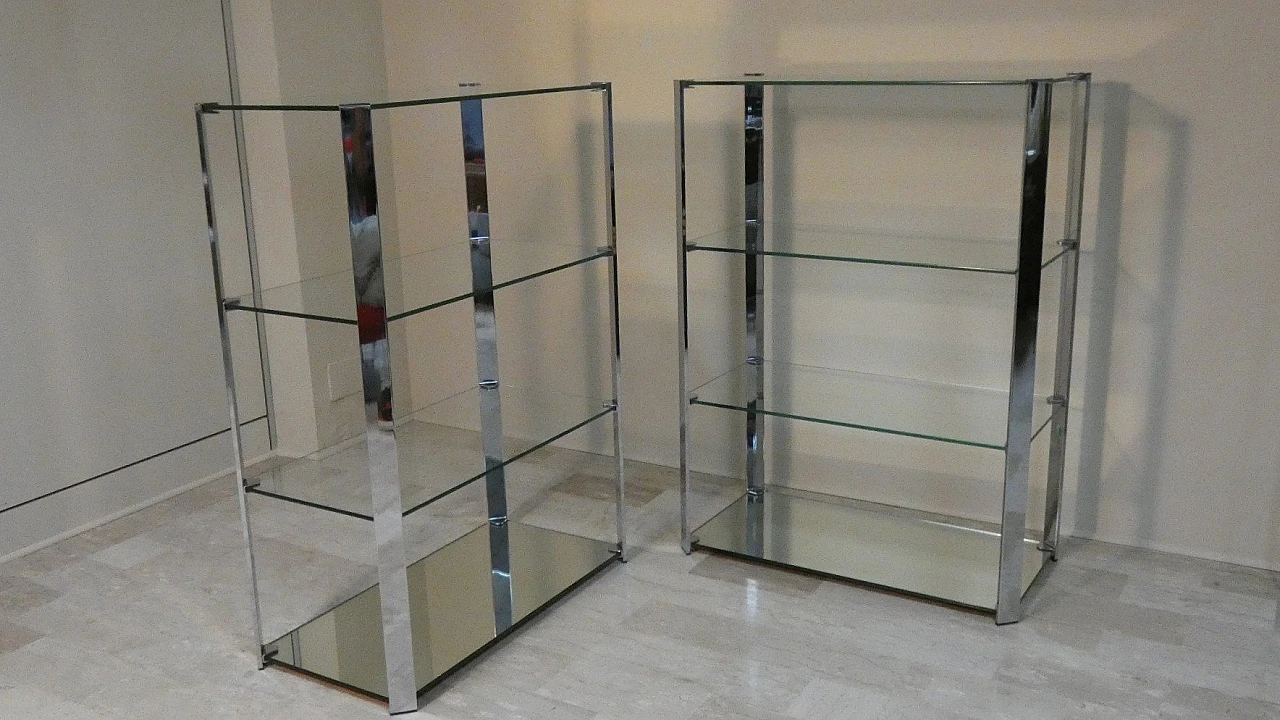 Vetrine a giorno in acciaio e cristallo di Cidue, Italia, anni '70 20