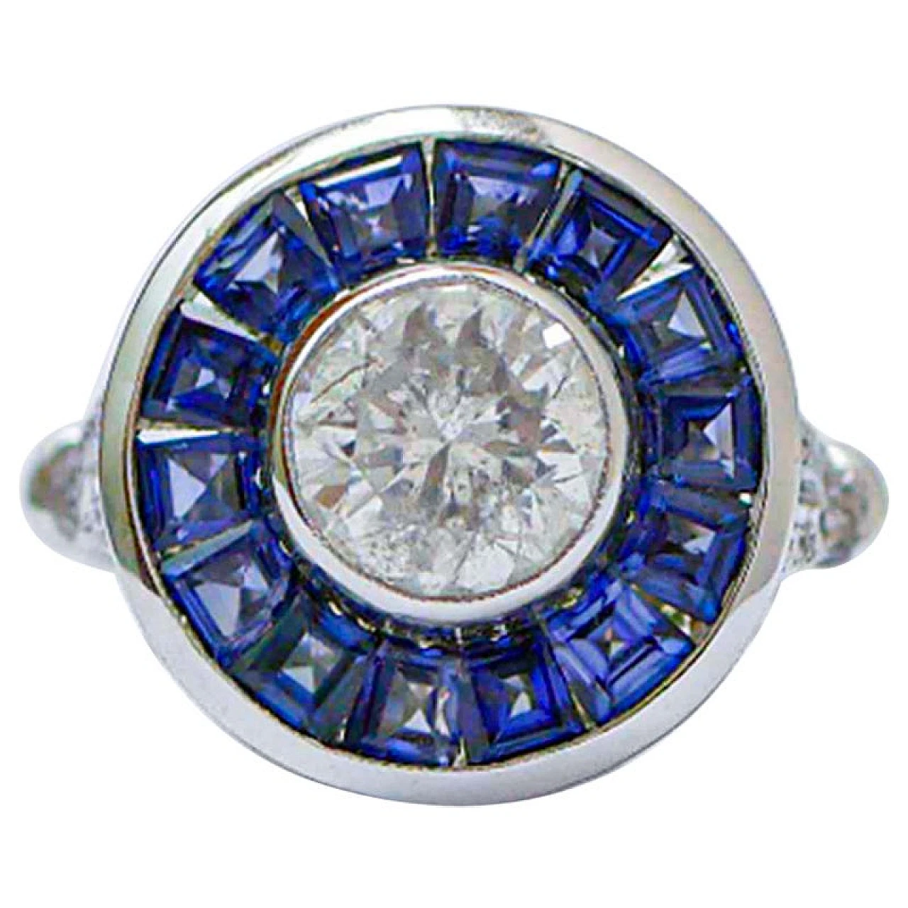 White gold ring with diamonds and sapphires, 1950s 1