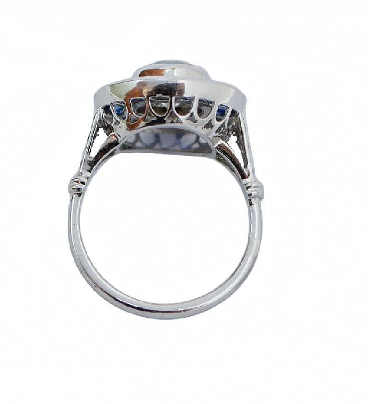 White gold ring with diamonds and sapphires, 1950s 3