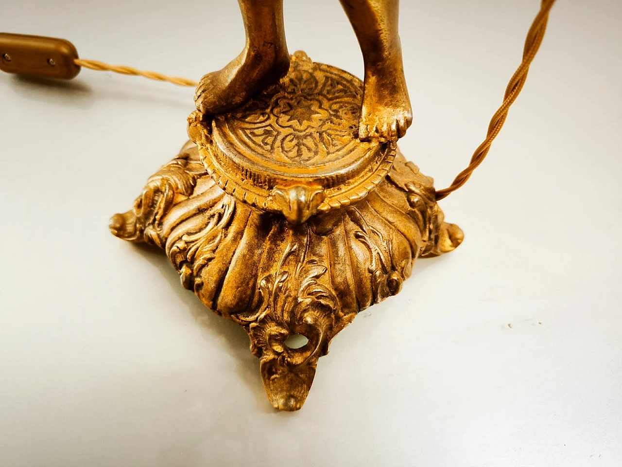 Lampada Putto a sei luci in bronzo, primo '900 5