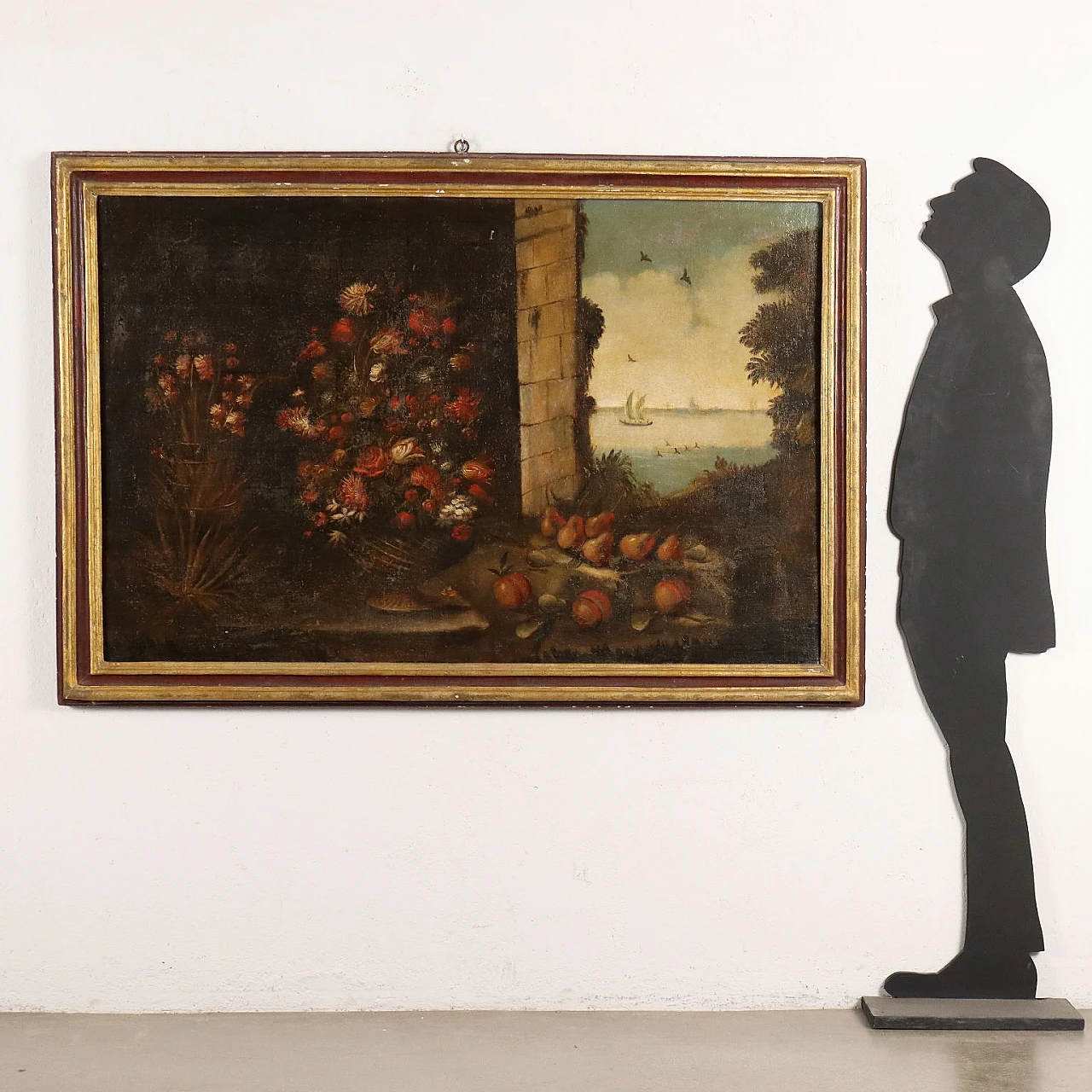 Natura morta con fiori e frutta, olio su tela, '600 2