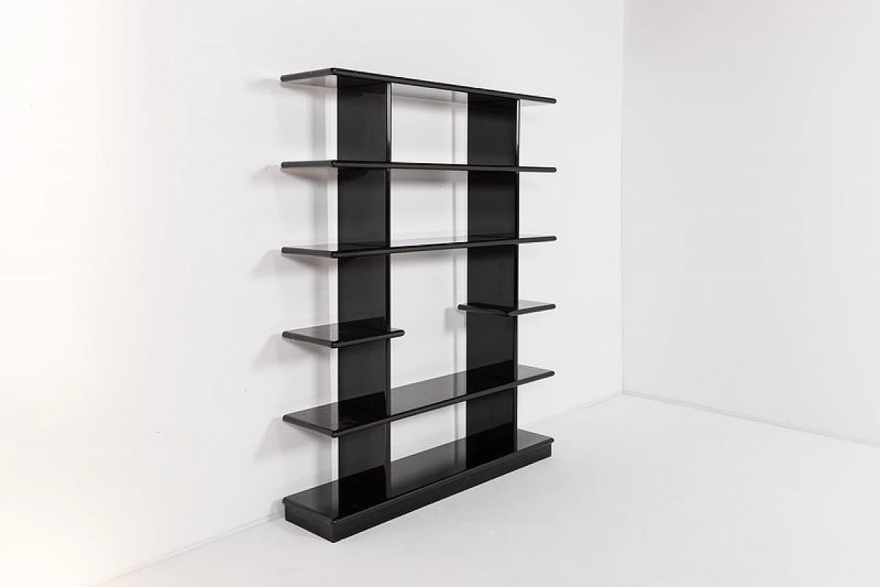 Black polished wood bookcase, 1980s 1