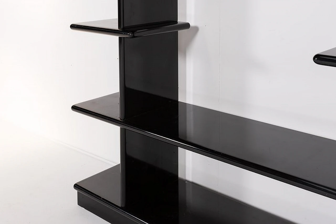 Black polished wood bookcase, 1980s 4