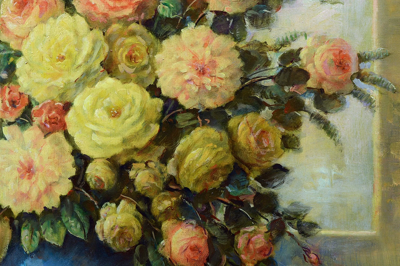 Composizione floreale in un vaso blu di Giovanni Bonetti, anni '80 3