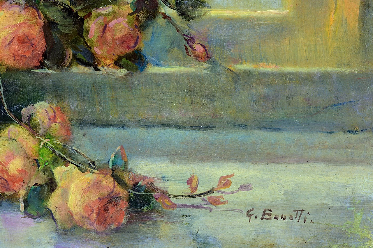 Composizione floreale in un vaso blu di Giovanni Bonetti, anni '80 5