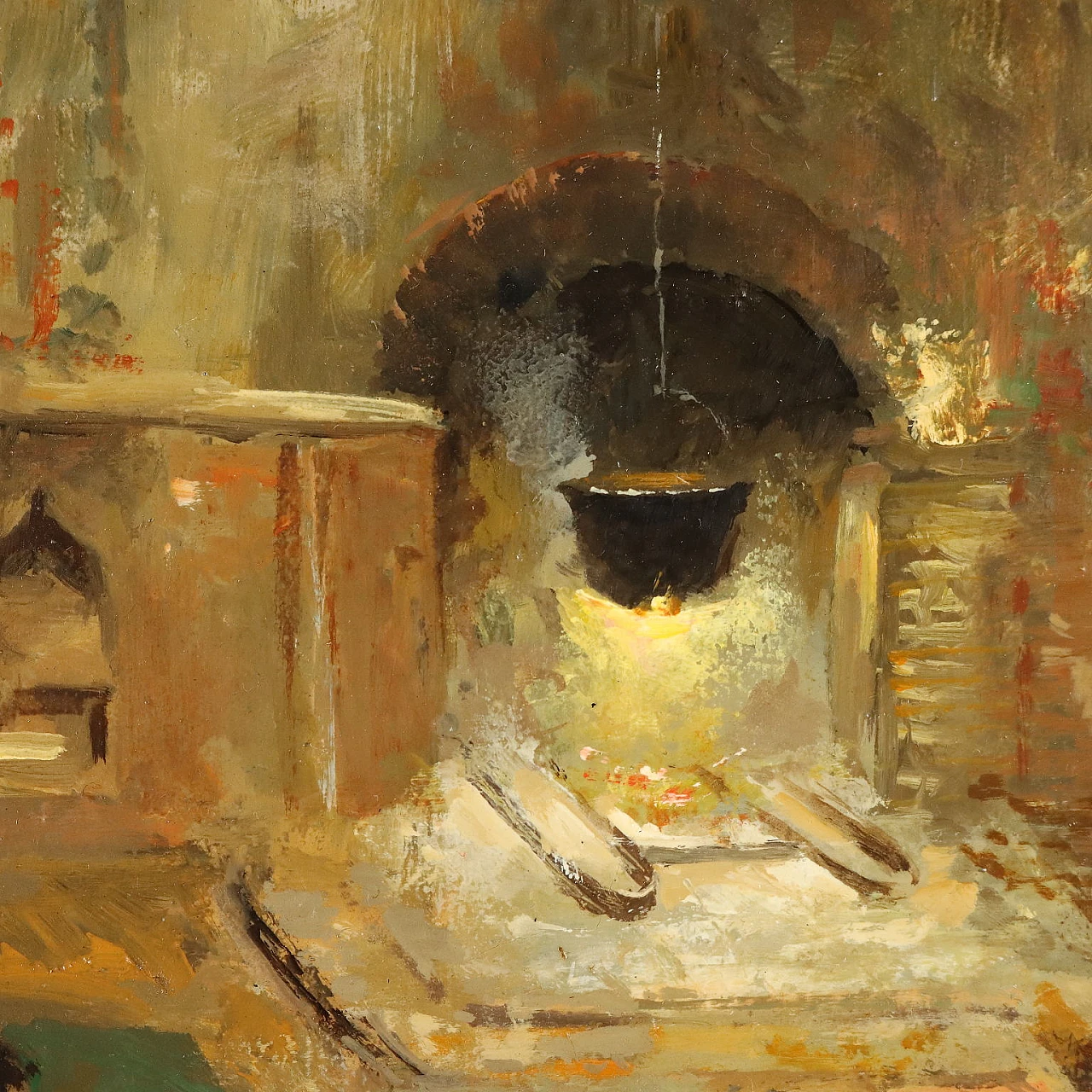 Scena d'interno con figure, olio su tela 6