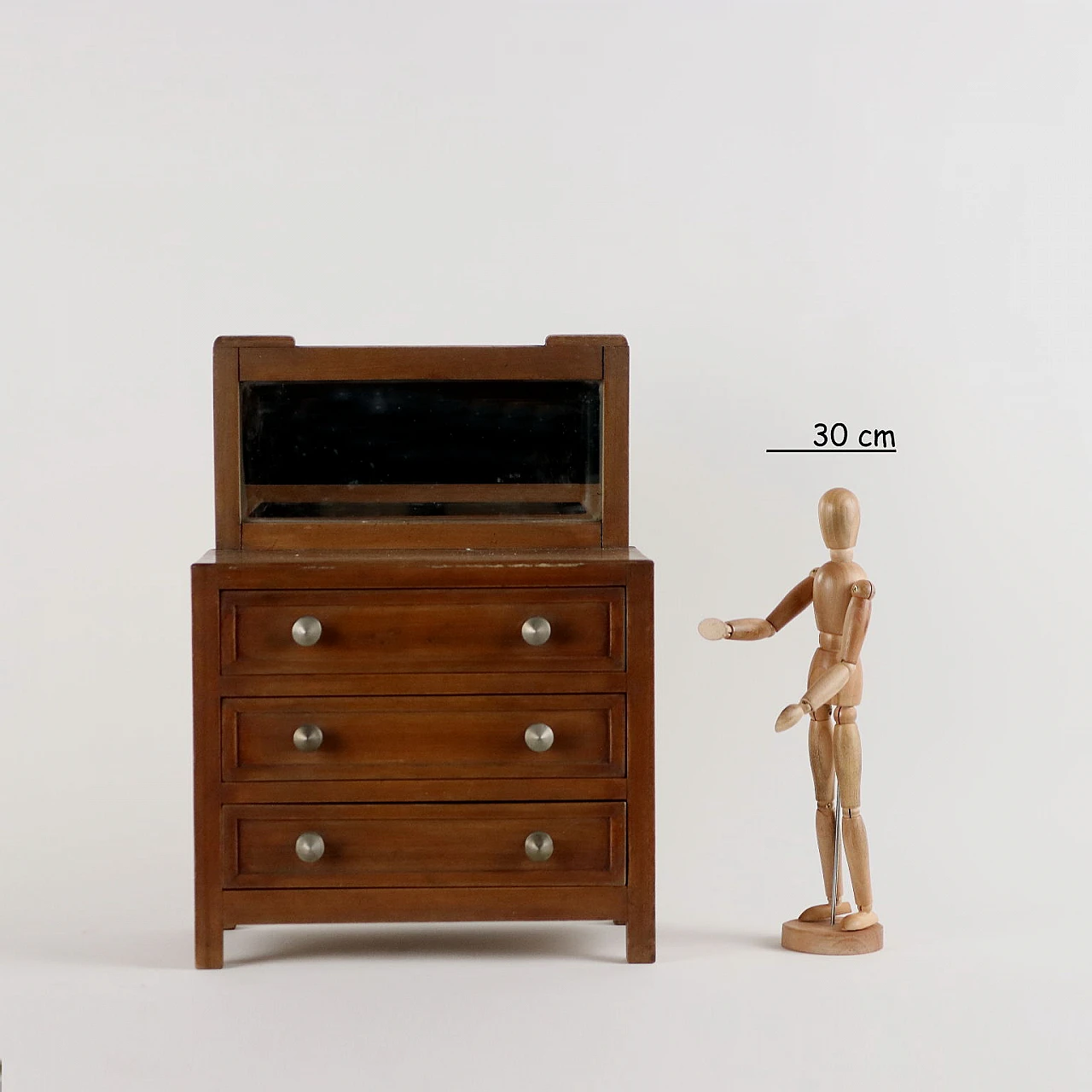 Modellino di cassettiera con specchio in legno, inizio '900 2
