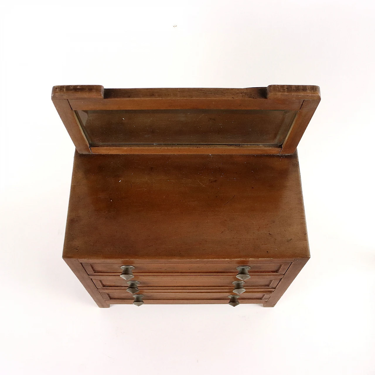 Modellino di cassettiera con specchio in legno, inizio '900 3
