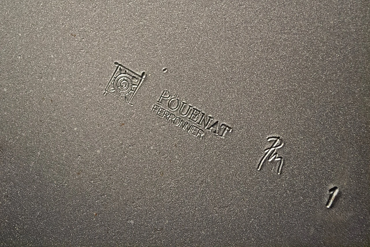 Enamelled metal floor Lamp by Pouenat, 1970s 6