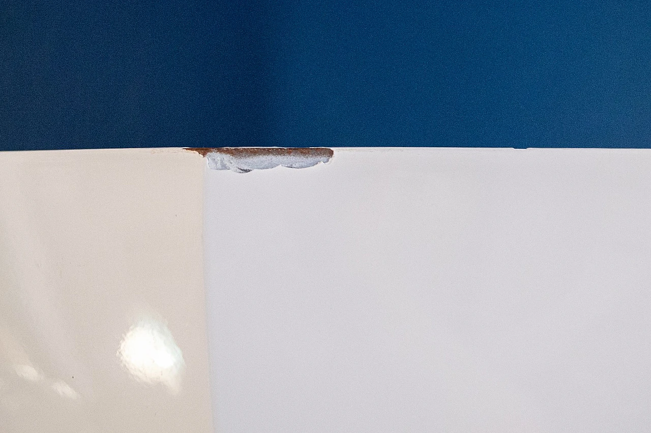 Enamelled metal floor Lamp by Pouenat, 1970s 7