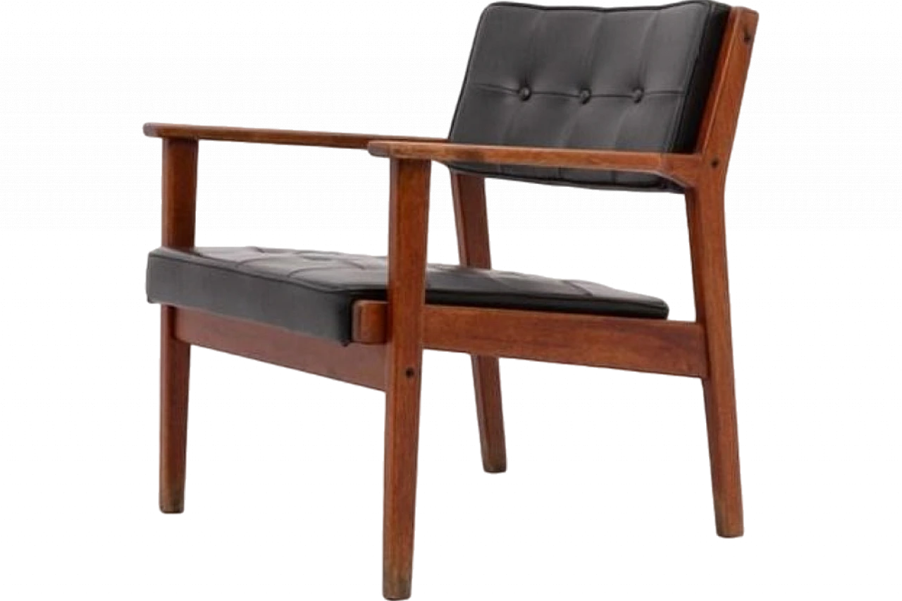 Sedia Mid-Century architettonica in legno e tessuto, anni '60 13