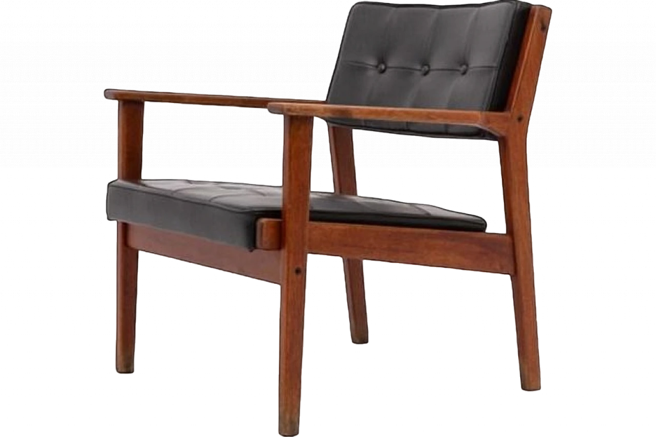 Sedia Mid-Century architettonica in legno e tessuto, anni '60 14