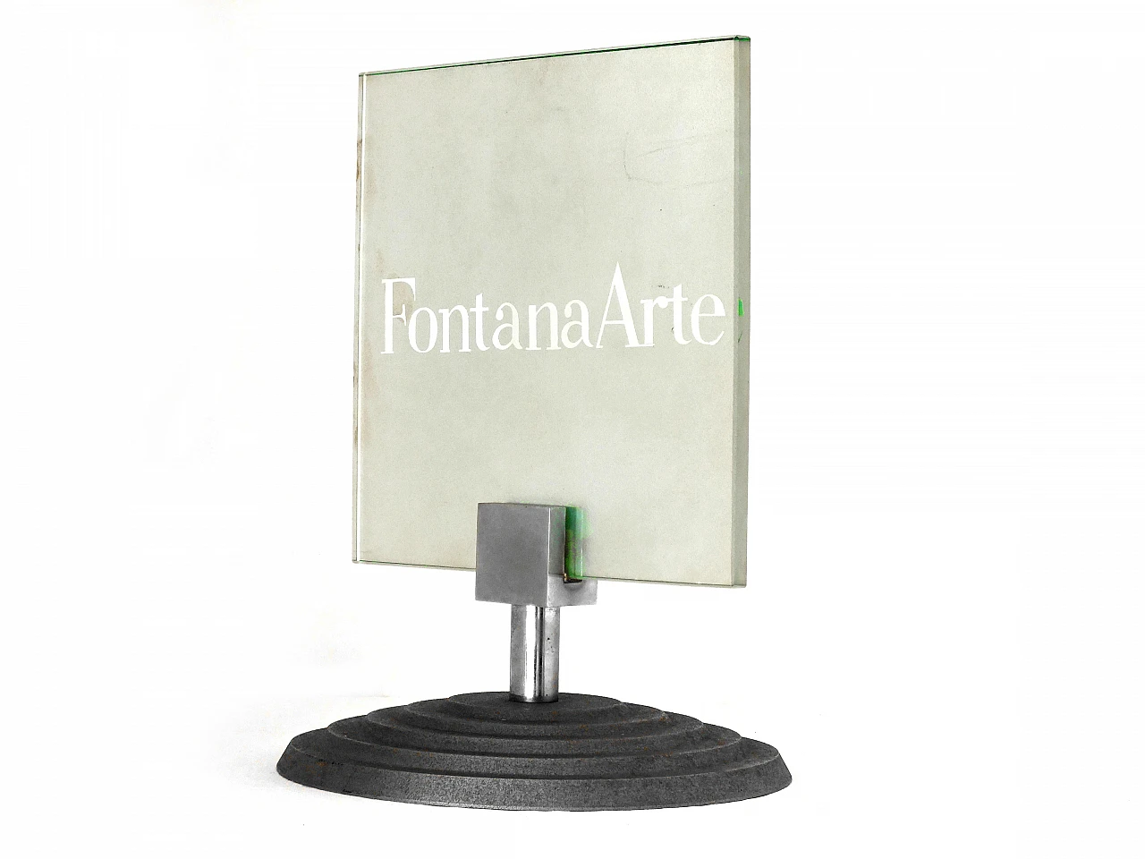 Insegna da tavolo in vetro acidato di Fontana Arte, anni '80 4