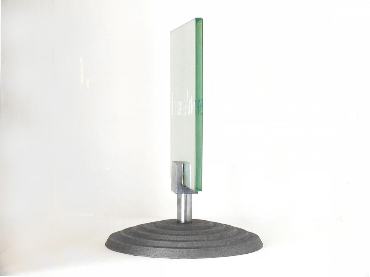 Insegna da tavolo in vetro acidato di Fontana Arte, anni '80 5