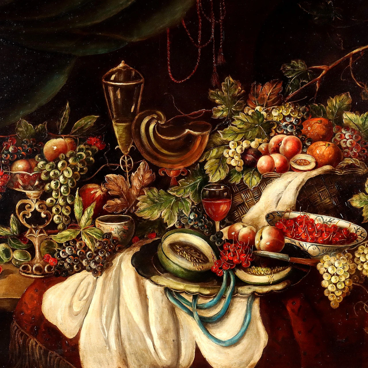 Still life with fruit and tableware, oil on canvas 3