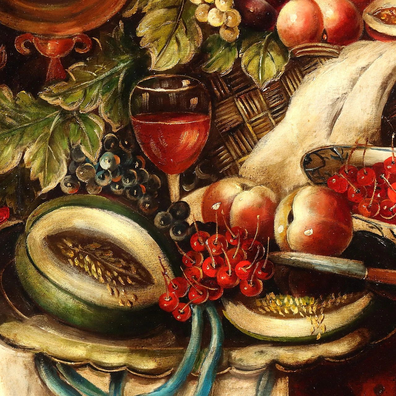 Still life with fruit and tableware, oil on canvas 6