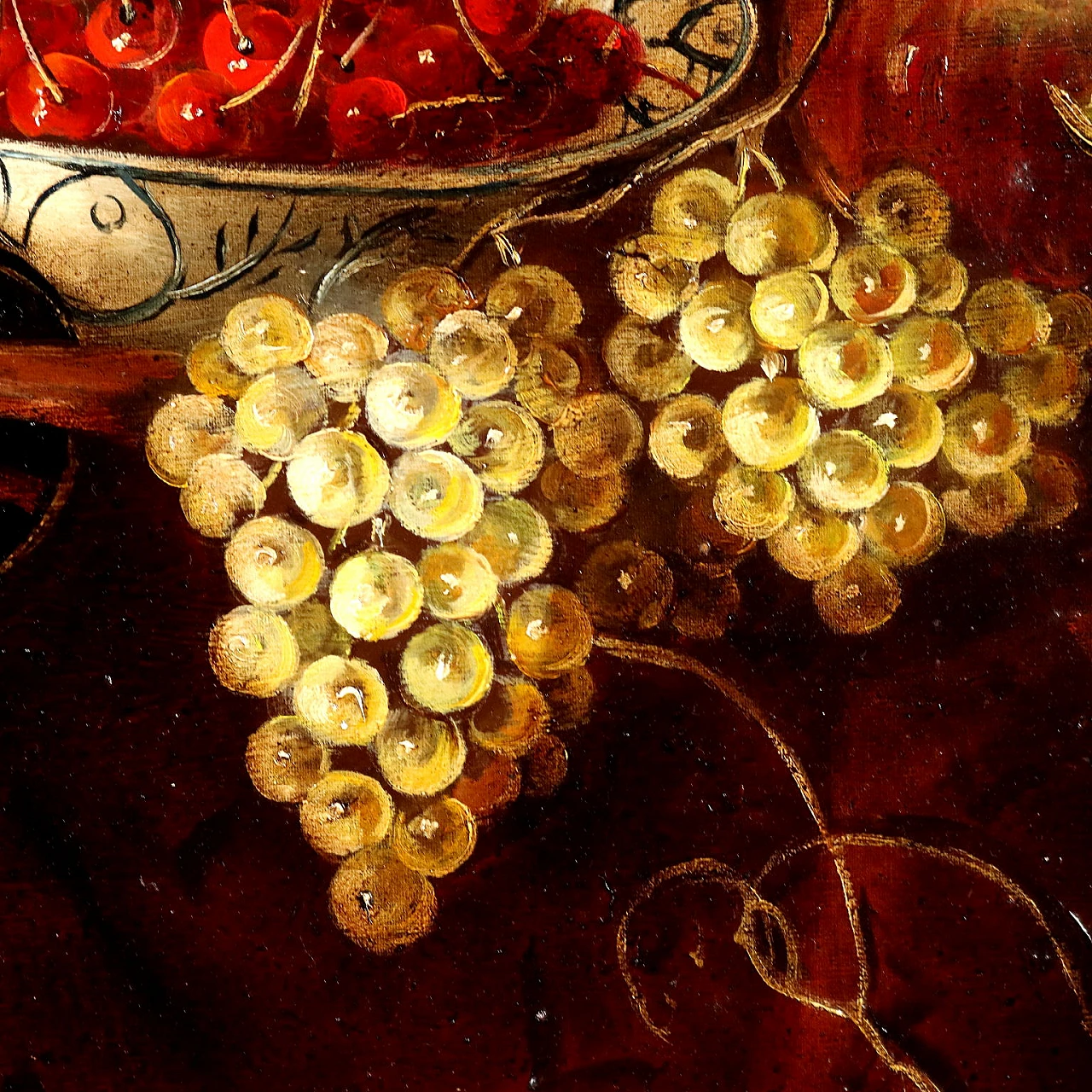 Still life with fruit and tableware, oil on canvas 8