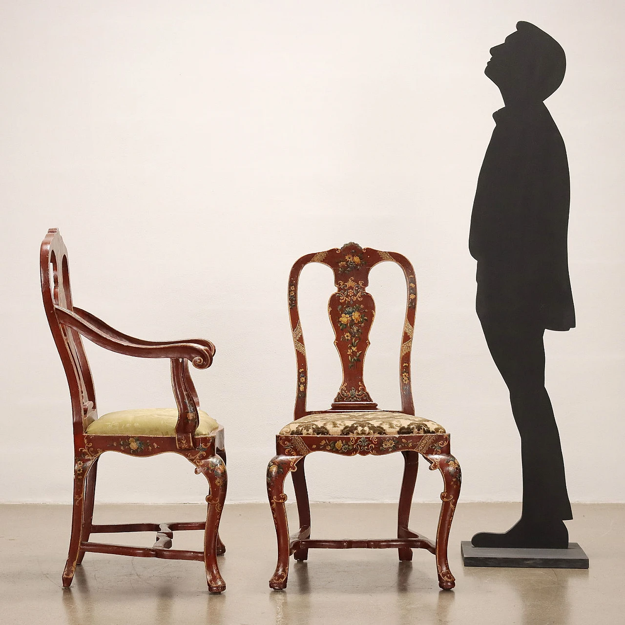 Pair of armchairs and a baroque-style chair, mid-19th century 2