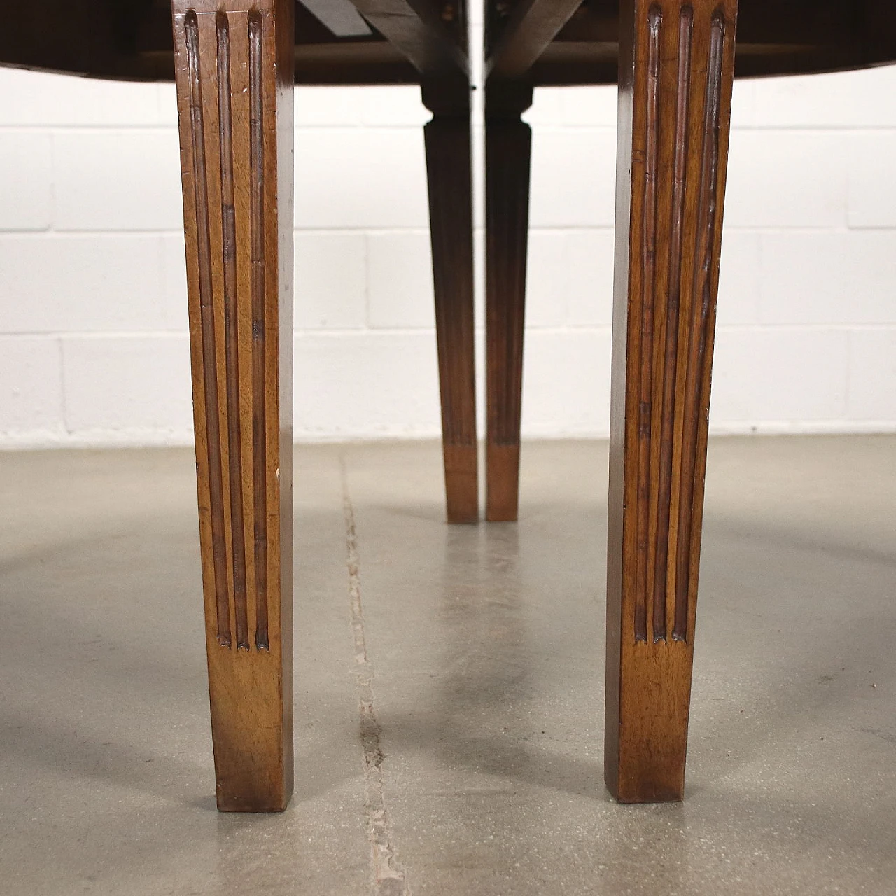 Pair of Directoire walnut half-moon consoles, late 18th century 10