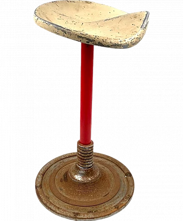 Mid-century red stool, France, 1950s